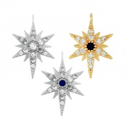 Brass Charm Star with Zircon 12x18mm