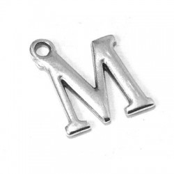 Breloque Lettre "M" en Métal/Zamac, 12mm