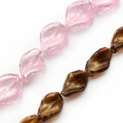 Murano Style Glass Bead Twisted 13x18mm (23pcs)
