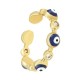 Anello Metallo Eco Ottone Smaltato con Occhio e Zirconi 20mm