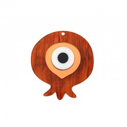 Plexi Acrylic Pendant Pomegranate with Evil Eye 63x70mm