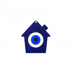 Plexi Acrylic Pendant House w/ Evil Eye 55x62mm