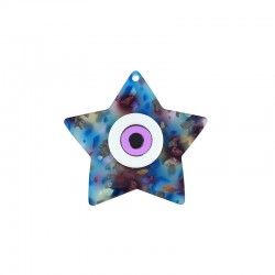 Plexi Acrylic Pendant Star w/ Evil Eye 66x62mm