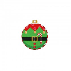 Wooden Pendant Ornament Round w/ Elf 50mm