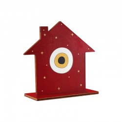 Wooden Deco House w/ Evil Eye & Stars 97x85mm (2pcs/Set)