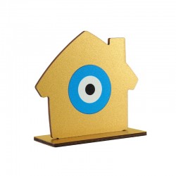 Wooden Deco House w/ Evil Eye 97x85mm (2pcs/Set)