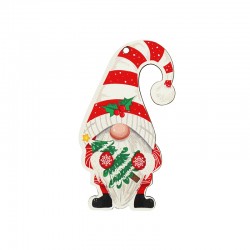 Wooden Pendant Dwarf w/ Christmas Tree & Mistletoe 51x90mm