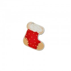 Wooden Pendant Christmas Shock w/ Stars 50mm