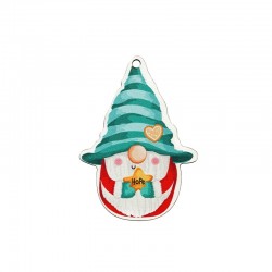 Wooden Pendant Dwarf "HOPE" w/ Star & Heart 47x65mm