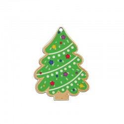 Wooden Pendant Christmas Tree w/ Stars 49x65mm
