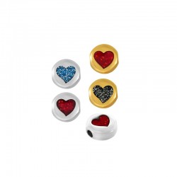 Enameled Zamak Slider Round with Heart 9mm Ø2.2mm