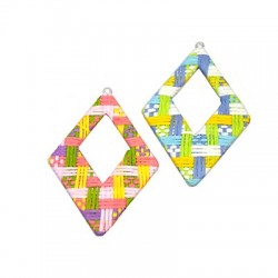 Ciondolo di Metallo e Stoffa Rombo 48x60mm