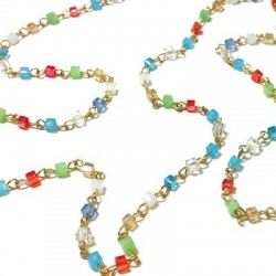 Chaîne Rosaire (Clous et perles carrées en verre 3mm
