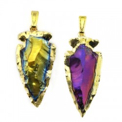 Pendentif avec sémi-précieuse Obsidienne 24x38mm