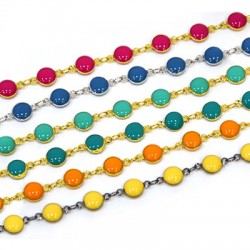 Brass Chain Round w/ Enamel 6.5mm