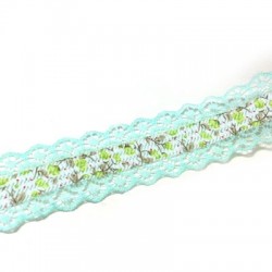 Lacet Synthétique avec Fleurs et Dentelle 25mm (~10m/bobine)