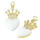 Charm cœur en Laiton Émaillé avec Zircon Couronne 14 x 25 mm