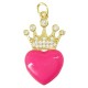 Enameled Brass Charm Heart with Crown Zircon 14x25mm