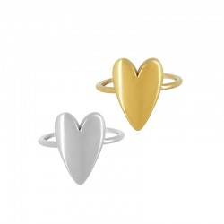 Stainless Steel 304 Finger Ring Heart 12x17mm