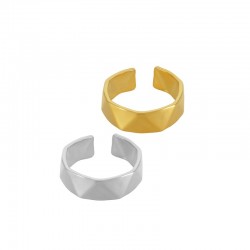 Stainless Steel 304 Finger Ring Faceted 18mm/6.5mm