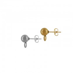 Stainless Steel 304 Earring Ball Pin w/ Loop 4mm