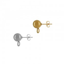 Stainless Steel 304 Earring Ball Pin w/ Loop 6mm