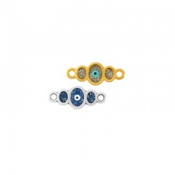 Zamak Connector Oval w/ Evil Eye & Enamel 12x7mm