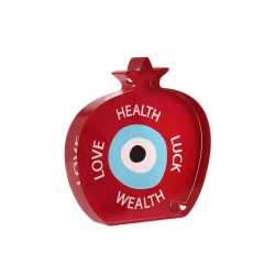 Plexi Acrylic Deco Pomegranate w/ Evil Eye & Wishes 66x68mm