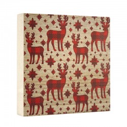 Wooden Square Deco w/ Deer & Stars 120mm