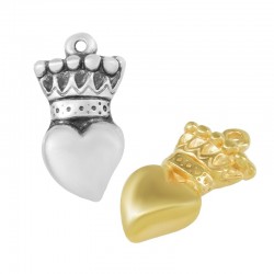 Zamak Pendant Heart w/ Crown 18x34mm