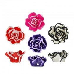 Polymer Clay Bead Flower Rose 20mm