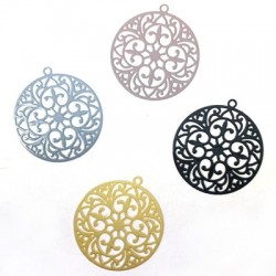 Brass Filigree Pendant Round 30mm