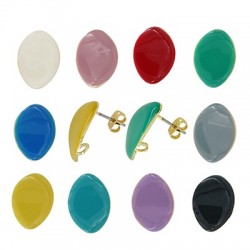 Steel Earring Oval w/ Enamel 19x14mm