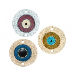 Connettore in Ceramica Grezza Cerchio con Occhio Portafortuna Smaltato 53mm