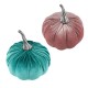 Calabaza Decorativa de Terciopelo con Tallo Metálico ~8 cm