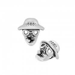 Passante in Metallo Zama Teschio con Cappello, Occhiali e Sigaro 12x8mm (Ø1.8mm)