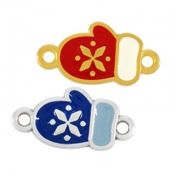 Zamak Connector Glove with Snowflake & Enamel 10x14mm