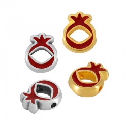 Enameled Zamak Slider Pomegranate 9x11mm Ø1.4mm