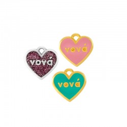 Zamak Charm Heart "νονά" w/ Enamel 18x16mm