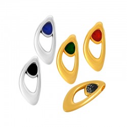 Zamak Charm Oval Drop Irregular w/ Enamel 11x24mm