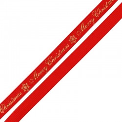 Ruban en Polyester « Merry Christmas » 10 mm (~100 Yards)