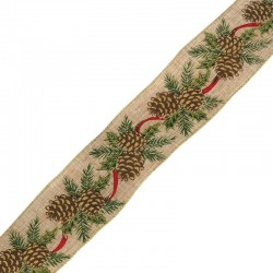Polyester Ribbon w/ Pine Cones 63mm (~10yards)