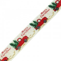 Ruban en Polyester « Merry Christmas » avec Voiture 50 mm (~10 Yards)