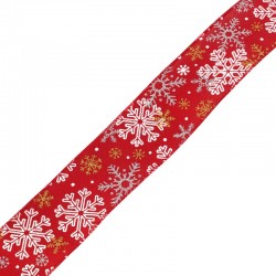 Polyester Ribbon w/ Snowflakes 63mm (~10yards)