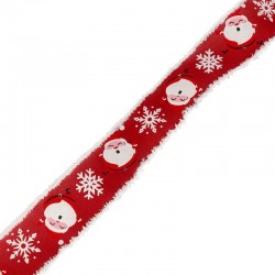 Ruban en Polyester avec Père Noël Rouge 50 mm (~10 Yards)
