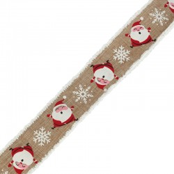 Ruban en Polyester avec Père Noël et Flocons de Neige 50 mm (~10 Yards)