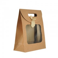 Sac en Papier Marron avec nœud 240 x 190 x 90 mm