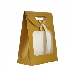 Paper Bag Gold w/ Bow 240x190x90mm