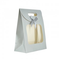 Paper Bag Silver w/ Bow 240x190x90mm