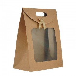 Sac en Papier Marron avec nœud 290 x 220 x 120 mm